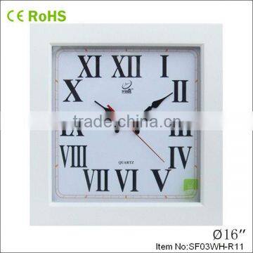 Modern fashion design white square solid wood promotional wall clock