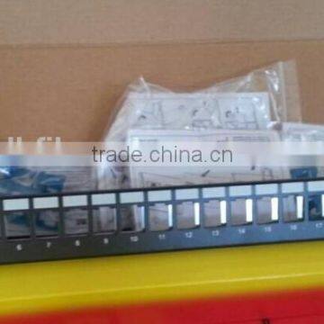 1U UTP RJ-45 Patch Panel Classic Black Black Aluminium For 24 K6/K5e Jacks photo-3