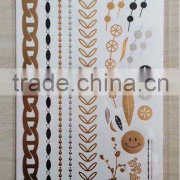 New Design Flash Tattoos 1 sheets Jewelry Inspired Metallic gold and silver Temporary Tattoos