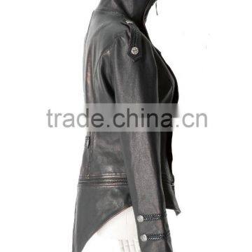 Punk Rave Gothic Winter Slim Unisex Military Jacket Coat Cowhide Leather photo-3