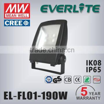 Best selling ADC 12 Die-casting Aluminium Alloy Body 190w outdoor Led Flood light 5 years warranty