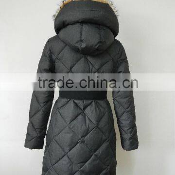 Winter Season Real Fur Trim Hood Puffy Quilted Long Down Coats for Women photo-4