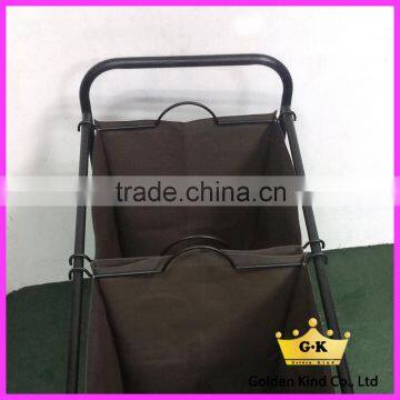 New Design Waterproof Oxford 2 Bins Bags Laundry Sorter Cart With Wheels photo-4