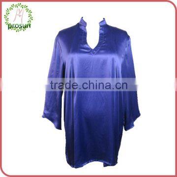 Women leisure shirt 100%Silk sleepwear Purple Loungewear