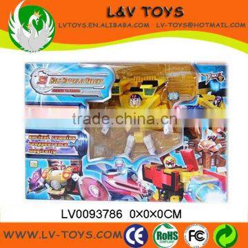 Interesting Cone transform toys robot with light and sound