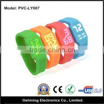 LED Watch Silicone Bracelet USB 2.0 Memory Stick Wristband Flash Pen Drive free smaple(PVC-LY007)