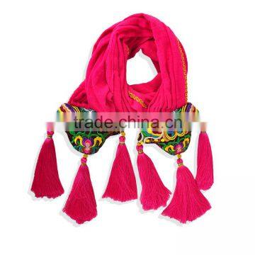 China Embroidery Silke Shawls Ladiese Scarves Chiffon Hijob Fashion With Tassel photo-2