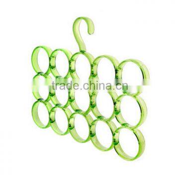 Fashion hangers with 15 holes colorful plastic rings scarf hanger