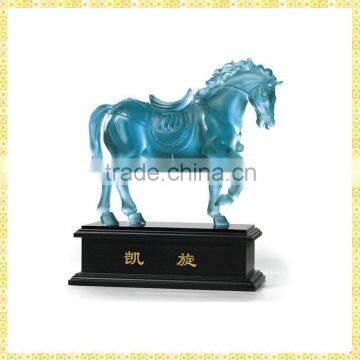 New Arrival Blue Crystal Horse With Black Base For Home Decoration