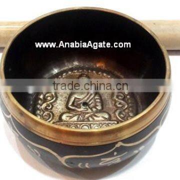 Wholesale Tibetan singing bowls With Embossed Buddha from India | Sound Healing Bowls From Anabia Agate Exports