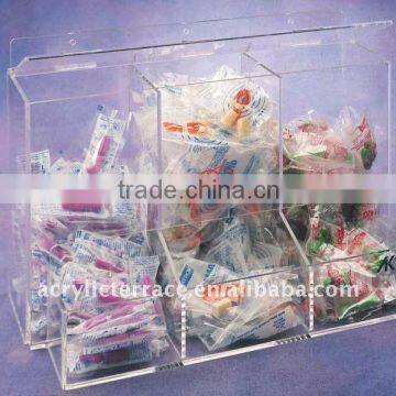 Acrylic Dispenser Box With Three Compartments/Lucite Bulk Dispenser