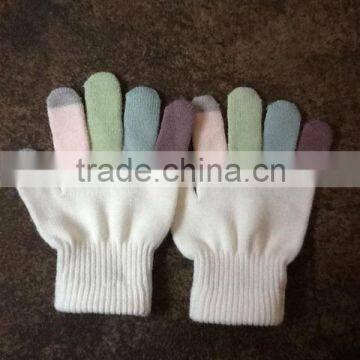 China Acrylic Fingerless Knitted Magic Gloves Adult Winter Gloves Lady Mitten Magic Stretch Glove Men's Glove Multi Color Glove