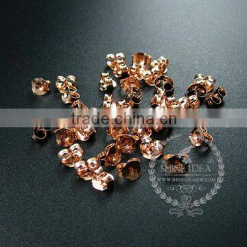 5mm Rose Gold Plated 925 Sterling Silver Round Earring Stud Post Solid Silver Earrings Back DIY Supplies Findings 1703003