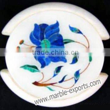 Blue flower Green leaves combination Coaster Set