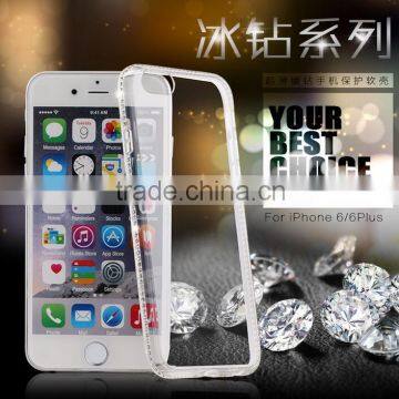 Luxury Bling Diamond Frame Transparent Soft Crystal TPU Case For iPhone 5/5S/6/6 Plus/S6/S6 edge