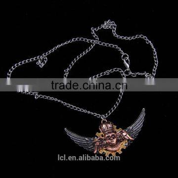 2015 Yiwu Fashion Imitation Jewelry Hot Sale New Arrive Steampunk Gear Angel Wings Pendant Statement Necklace Key Chain photo-3