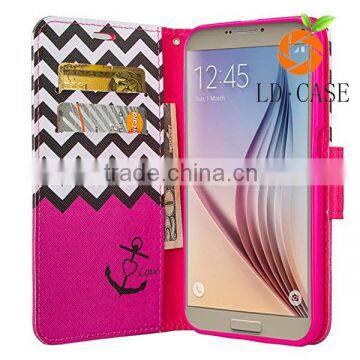 Manufacturer Crazy Horse Flip Stand Wallet Leather Case Cover for Samsung Galaxy s6 Edge