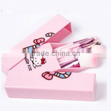 New Arrival! 8pcs Hello Kitty Makeup Brushes Professional Pink Plastic Handle Synthetic Hair Makeup Brush Set With Mirror photo-4