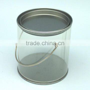 OEM wholesale round bucket with handle clear PVC plastic bucket printing popcorn bucket