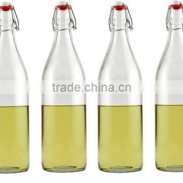 1 L clear swing top glass olive oil bottles