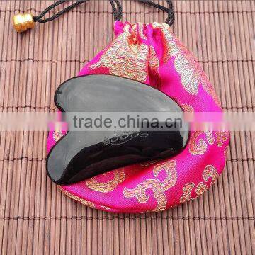 Chinese obsiddian jade stone gua sha board gua sha massager with gift bag jade crafts