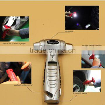 DIG01029 Multifunctional Digital Pressure Tire Gauge With LED Light Safety Hammer