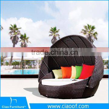 Outdoor Synthetic Wicker Round Sunbeds For Sale / Beach Sunbed / Sun Bed