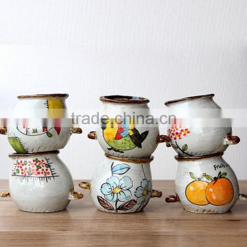 Creative interior decoration hand-painted ceramic cartoon flower pot for succulents