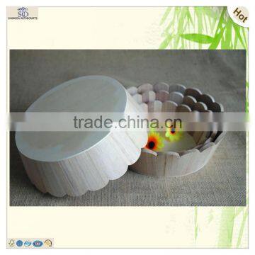 Round Laced Paulownia Wood Display Decorative Fruit Tray photo-3
