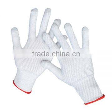 High Quality Antistatic White PU Finger Dipped Carbon Fiber,touchscreen Work Glove photo-2