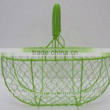 Oval Wire Baskets Garlic Fruit Storage Rustic Trugs Wood Handle Eggs Basket photo-3