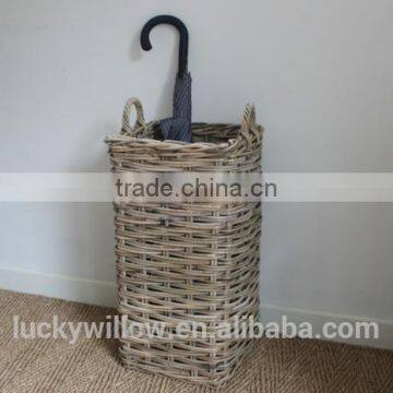Grey Buff Rattan Umbrella Stand Basket photo-3