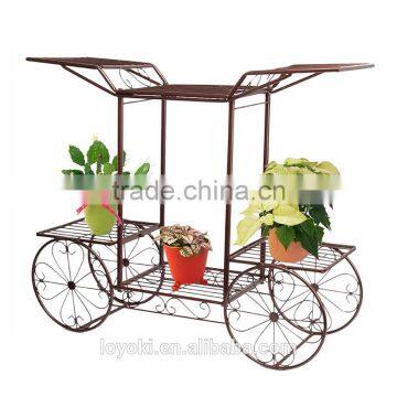 Elegant European Style Cart Design 6 Tier Wrought Metal Planter / Flower Pot Holder Display Rack Stand Garden Decor photo-2