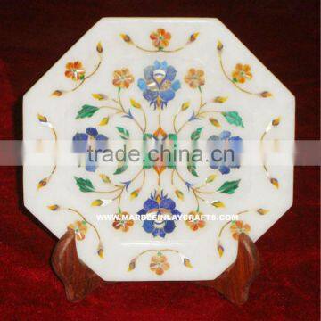 Designer Marble Stone Inlay Decorative Plate Handcrafted