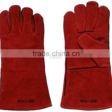 Red Cow Split Leather Work Gloves/Welding Gloves In Guangzhou