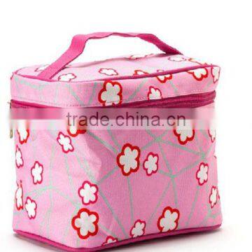 Tote flower imprint cosmetic bag