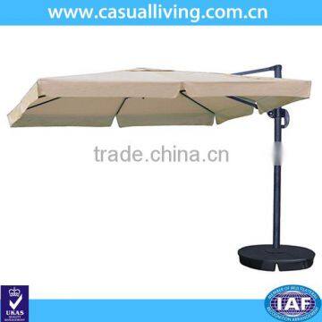 10' Hanging Umbrella Patio Sun Shade Offset Outdoor Market W/t Cross Base (Tan)