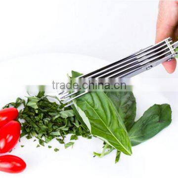 7.5"Professional Stainless Steel 5 Blades Kitchen Herb Scissors With Comb photo-5