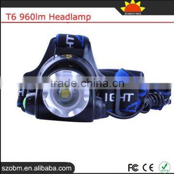 T6 960lm 3 Mode Powerful Led Headlamp Wholesale Rechargable Head Flashlight photo-6