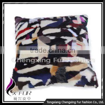CX-D-81 Custom Made Real Mink Fur Patchwork Pillowcase ,Decorative Pillow Cover