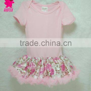 Wholesale pink top with flower skirt tutu onesie laotard,chevron dress onesie,chevron baby romper