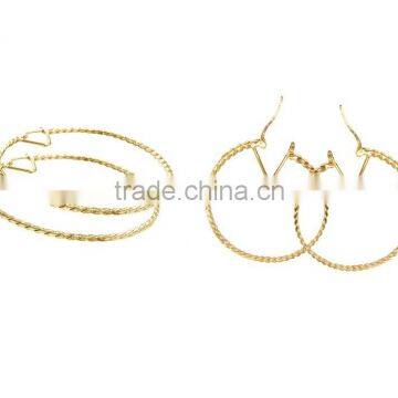 Thin Twisted Artificial Gold Plated Hoop Earrings