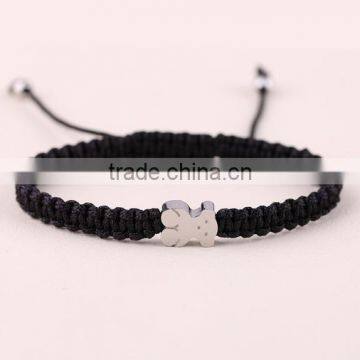 Diy Black Wax Cord Woven Enamel Steel Charms Bracelets High End Handmade Woven Bracelets for Valentine's Gifts 2016 photo-2