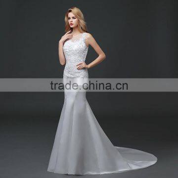 MGOO Hot Sale Customised Mermaid White Lace Wedding Dress Sleeveless Sexy Bridal Dress Underwear 100 Usd Dress photo-4