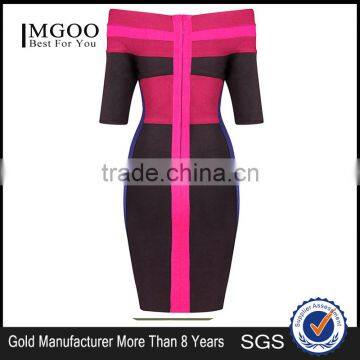 MGOO 2015 Imported Wholesale Custom Made Brand Bandage Spandex Dress For Women Purple Bodycon Sexy Party Dress H054 photo-5