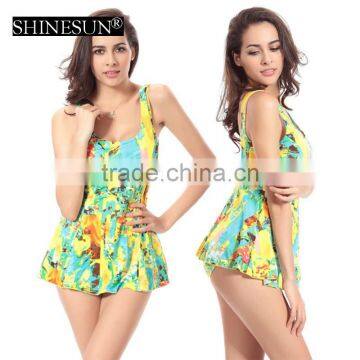 2017 New Plus Size Swimsuit Floral One Piece Skirt Swimsuit China Swimwear photo-2