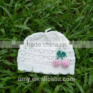 Handmde Flower Newborn Knitted Bonnet