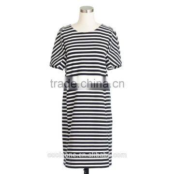 High Quality Short Sleeve Stripe Tee Dress Wholesale Shift Dresses Women photo-5