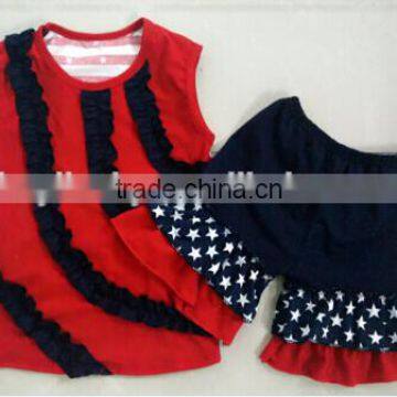 4th of July Shorts Boutique Girls Black&Red Outfit Ruffle Shorts Baby Fourth Of July Shorts Baby Girls Clothing Sets