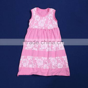 LY-100 hot sale persnickety remake girl fancy cotton top sleeveless pink chiffon dress toddler girl boutique clothing